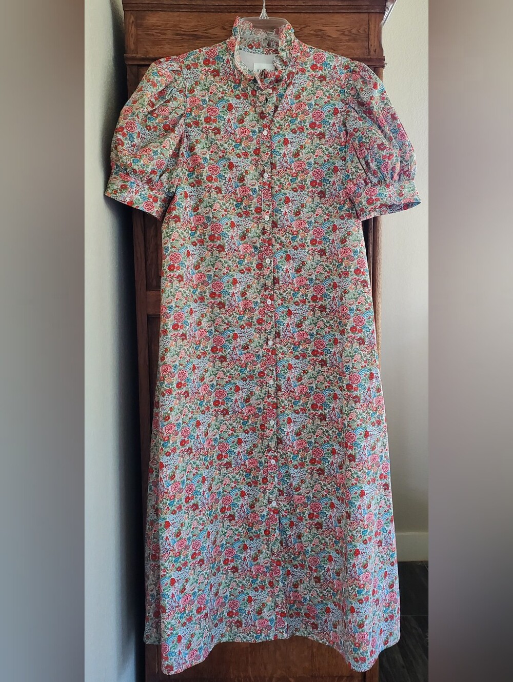 Tuckernuck Hyacinth House Red Floral Ruffle Collar Louisa Maxi Dress Large - Picture 7 of 16
